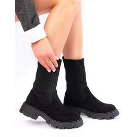Botas de ante para mujer con parte superior Shelovet flexible negro 2