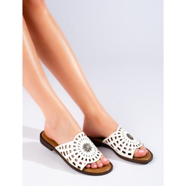 W. Potocki Babuchas blancas caladas para mujer de Potocki blanco 1 W. Potocki Babuchas blancas caladas para mujer de Potocki blanco 1