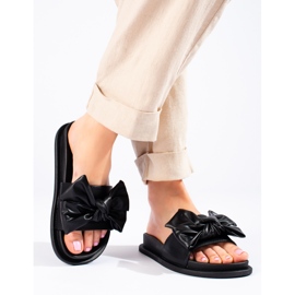 W. Potocki Pantuflas de mujer con lazo Potocki negro 2