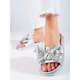 W. Potocki Pantuflas de mujer con lazo Potocki plata 2