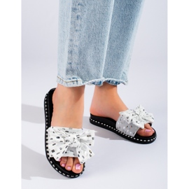 W. Potocki Pantuflas de mujer con suela gruesa, negras Potocki blanco 1