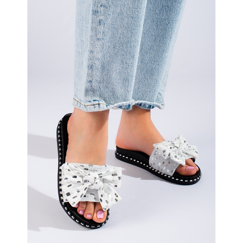 W. Potocki Pantuflas de mujer con suela gruesa, negras Potocki blanco 1