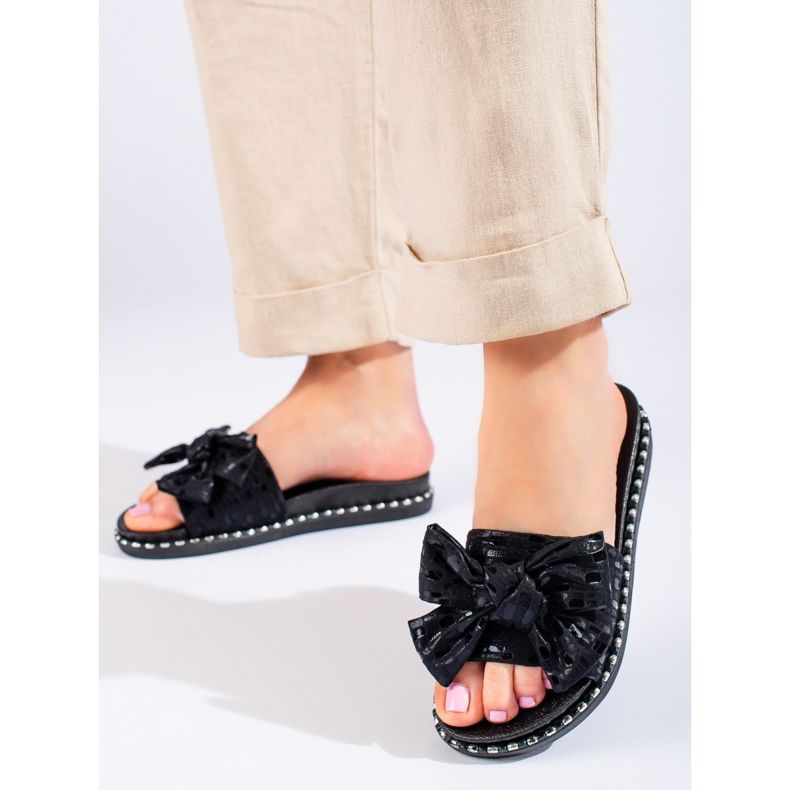 W. Potocki Pantuflas de mujer con suela gruesa, negras Potocki negro 1