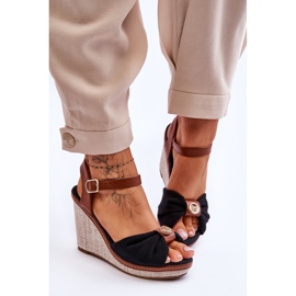 Sandalias Mujer Cuña Con Adorno Negro Candice 5
