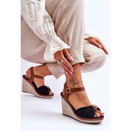 Sandalias Mujer Cuña Con Adorno Negro Candice 6