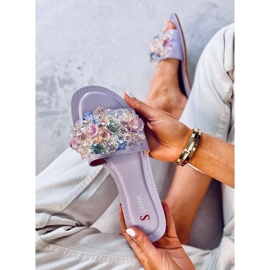 Seastar Estrada Pantuflas moradas con piedras de colores violeta 5