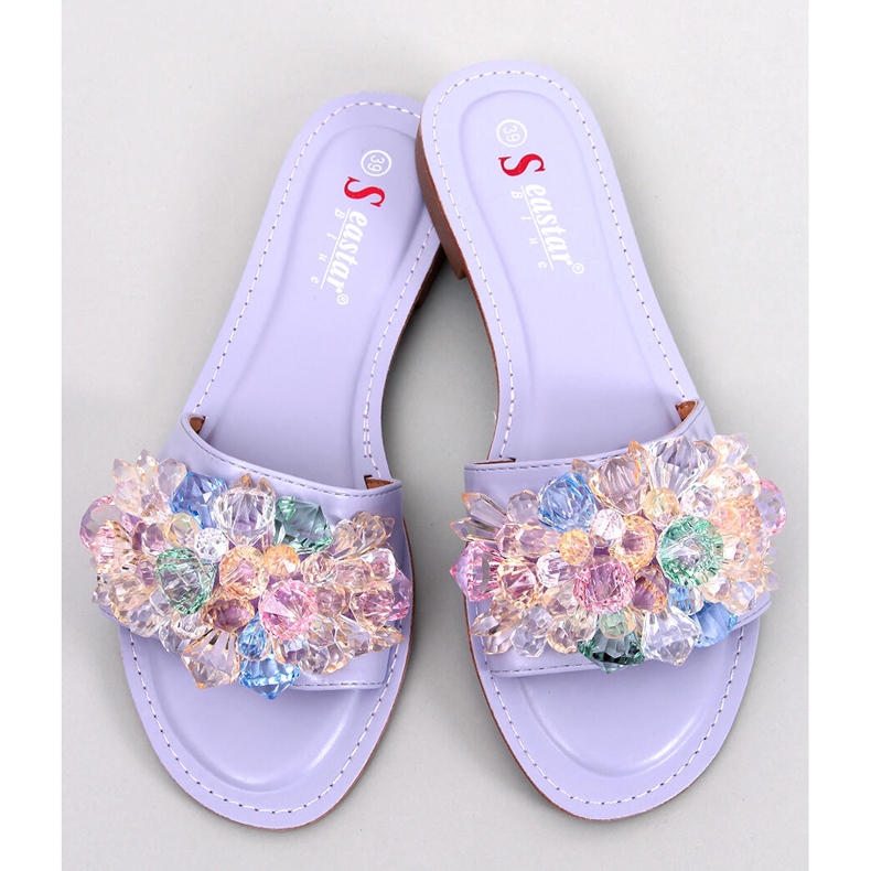 Seastar Estrada Pantuflas moradas con piedras de colores violeta 1 Seastar Estrada Pantuflas moradas con piedras de colores violeta 1