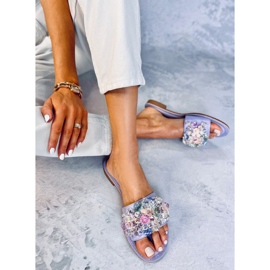 Seastar Estrada Pantuflas moradas con piedras de colores violeta 4