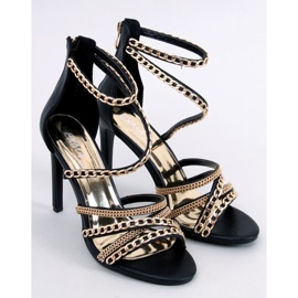 Sandalias negras de tacón con cadena Chester negro 1