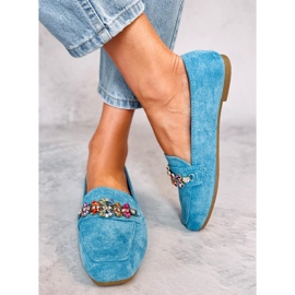 Mocasines Davitian Blue con circonitas cúbicas azul 5