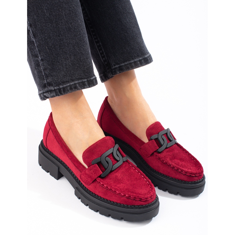 Mocasines de mujer Shelovet fucsia sobre plataforma negra rosa 1