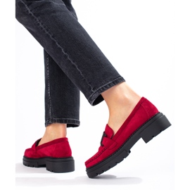 Mocasines de mujer Shelovet fucsia sobre plataforma negra rosado 6