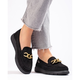 Mocasines de ante para mujer en la plataforma Shelovet negro 2