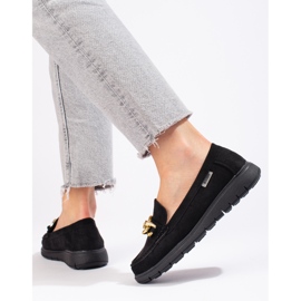 Mocasines de ante para mujer en la plataforma Shelovet negro 4