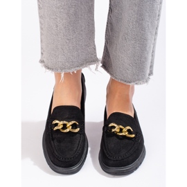 Mocasines de ante para mujer en la plataforma Shelovet negro 1