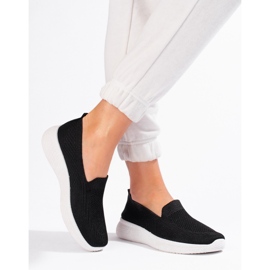 Slip de mujer en tejido negro Shelovet suela gruesa 1