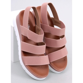 Sandalias Cregger nude con cuña rosa 1