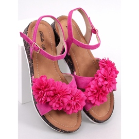 Sandalias cuña flores Hahn Fucsia rosa 1