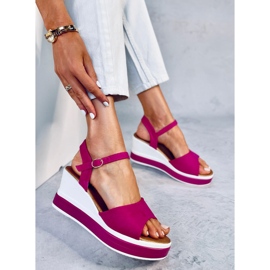 Sandalias cuña Dirado Fucsia rosado 2