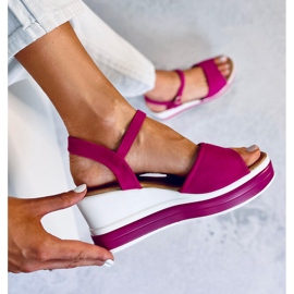 Sandalias cuña Dirado Fucsia rosado 4