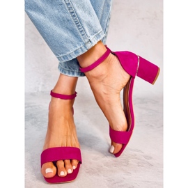 Sandalias tacón bajo Rocco Fucsia rosado 2