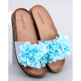 Zapatillas casa de corcho con flores Azul Gardner 1