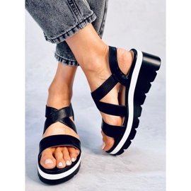 Sethi Sandalias cuña negras negro 2