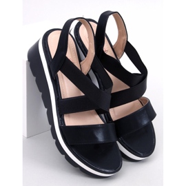 Sethi Sandalias cuña negras negro 1