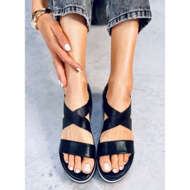 Sethi Sandalias cuña negras negro 5