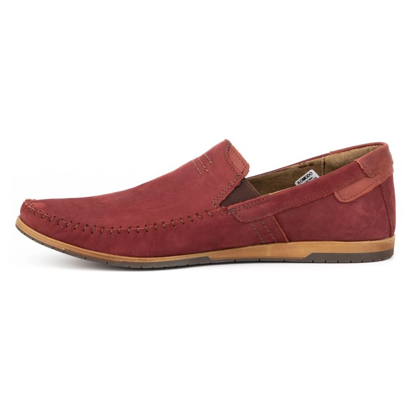KOMODO Mocasines hombre piel 876 burdeos rojo 1
