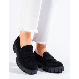 Mocasines Shelovet de mujer en ante negro 3