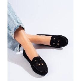 Mocasines de mujer en ante negro de Shelovet 3