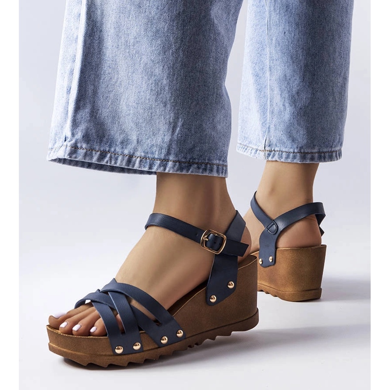 Sandalias de cuña azul marino de Audric 1