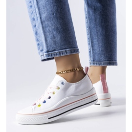Zapatillas con plataforma blancas y rosas de Bois blanco 1