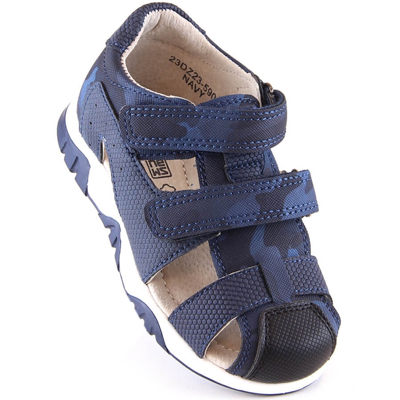 News Novedad 5909 sandalias de verano para niños con velcro, camo azul marino 1