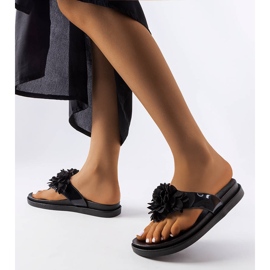 Chanclas negras decoradas con flores Caresse negro 1 Chanclas negras decoradas con flores Caresse negro 1