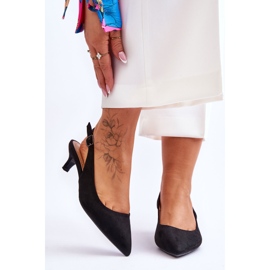 Zapatos De Salón Peep Toe Bajos Negro Lia 1