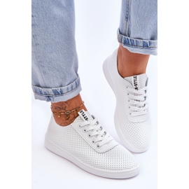Lace a fuego lento para mujeres -Up White Sneakers blanco 4