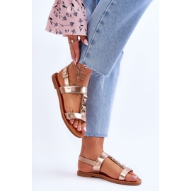 Sandalias Mujer Planas Con Cinturón Decorativo Baya Dorada dorado 4