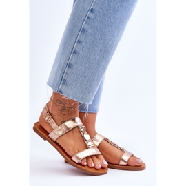 Sandalias Mujer Planas Con Cinturón Decorativo Baya Dorada dorado 7