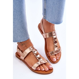 Sandalias Mujer Planas Con Cinturón Decorativo Baya Dorada dorado 5