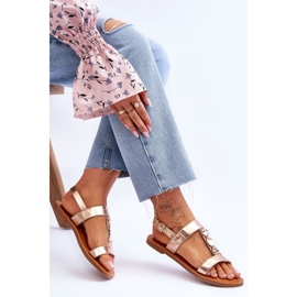 Sandalias Mujer Planas Con Cinturón Decorativo Baya Dorada dorado 6