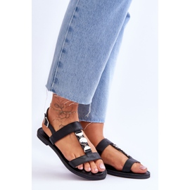Sandalias De Mujer Planas Con Tira Decorativa Black Berry negro 6
