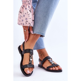 Sandalias De Mujer Planas Con Tira Decorativa Black Berry negro 2