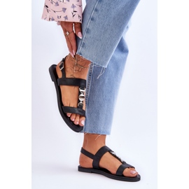 Sandalias De Mujer Planas Con Tira Decorativa Black Berry negro 5