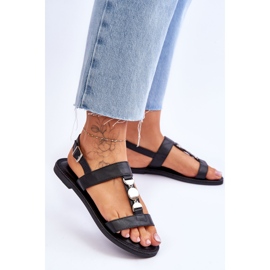 Sandalias De Mujer Planas Con Tira Decorativa Black Berry negro 3