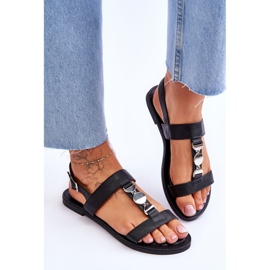 Sandalias De Mujer Planas Con Tira Decorativa Black Berry negro 4