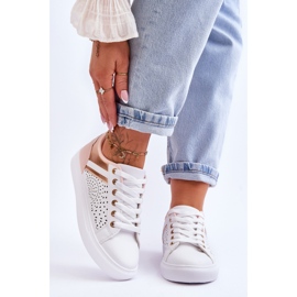 Zapatillas Deportivas Clásicas Con Estampado Calado Blanco-Rosa-Oro Happier 1