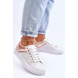 Zapatillas Deportivas Clásicas Con Estampado Calado Blanco-Rosa-Oro Happier 2
