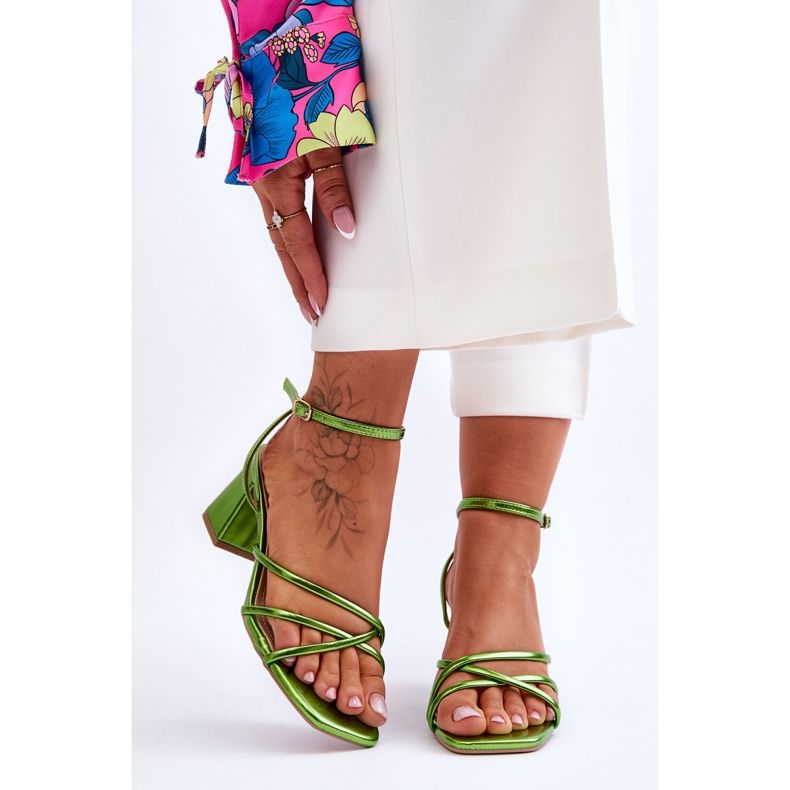 Sandalias de tacón alto Felisa Green de moda verde 1